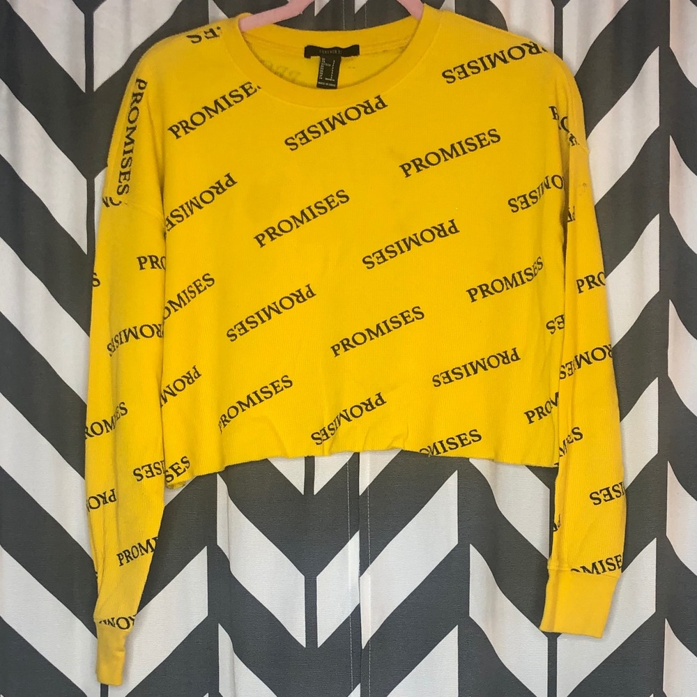 Yellow “Promises” Cropped Tee